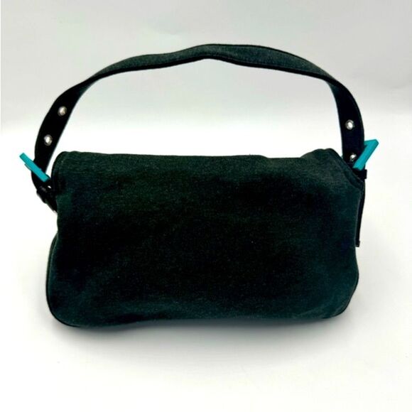 Auth Dark Fendi Green Jersey Fabric Baguette Shoulder Bag Preloved Purse - Picture 2 of 12